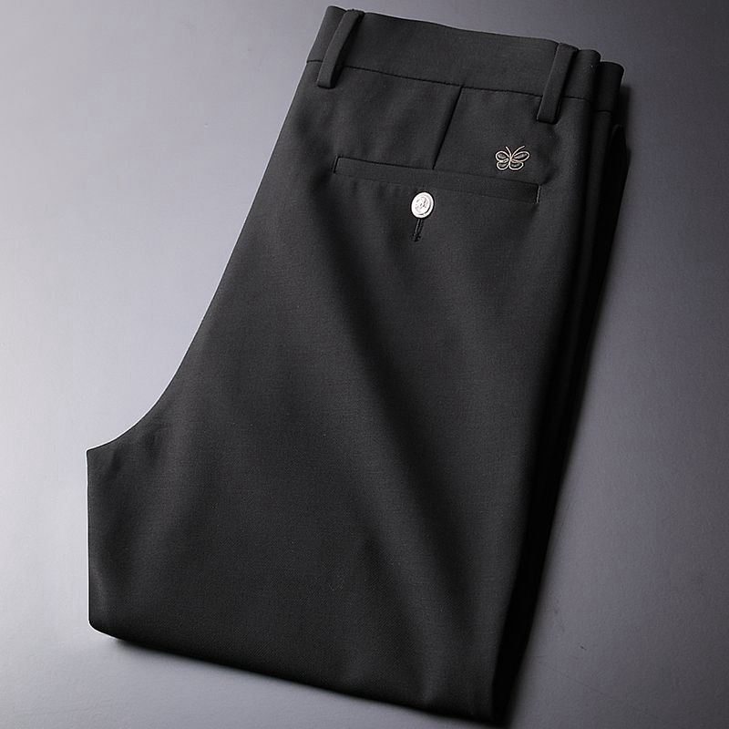 秋冬薄款绅士男装长裤重工格纹编织口袋装饰西裤