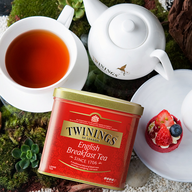 红茶川宁twinings进口英式早餐100克罐装散茶泡茶再加工茶