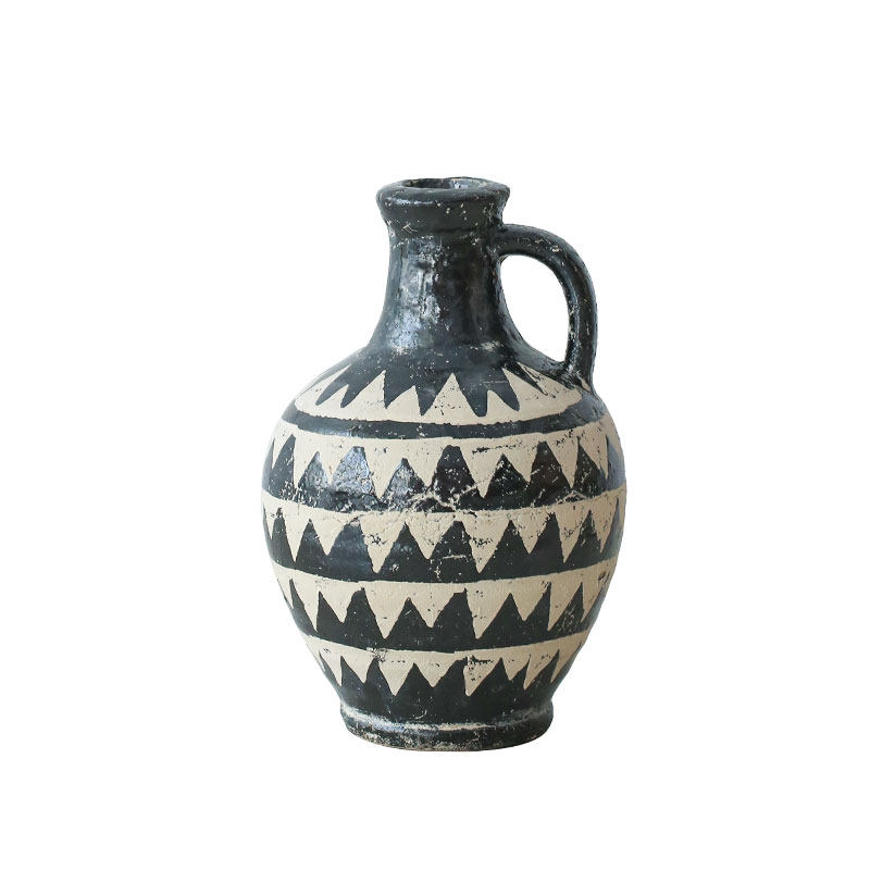 七茉复古非洲元素陶瓷花瓶文艺做旧风格花器花瓶