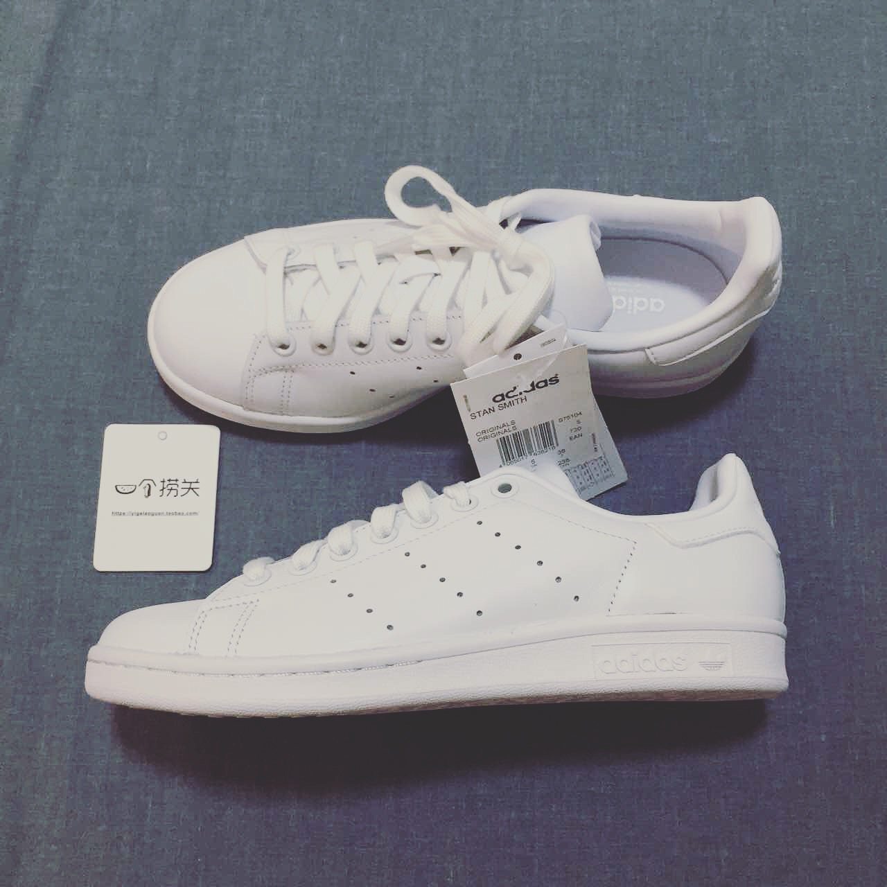 现货三叶草adidasstansmith纯白小白鞋史密斯白尾s75104运动休闲鞋