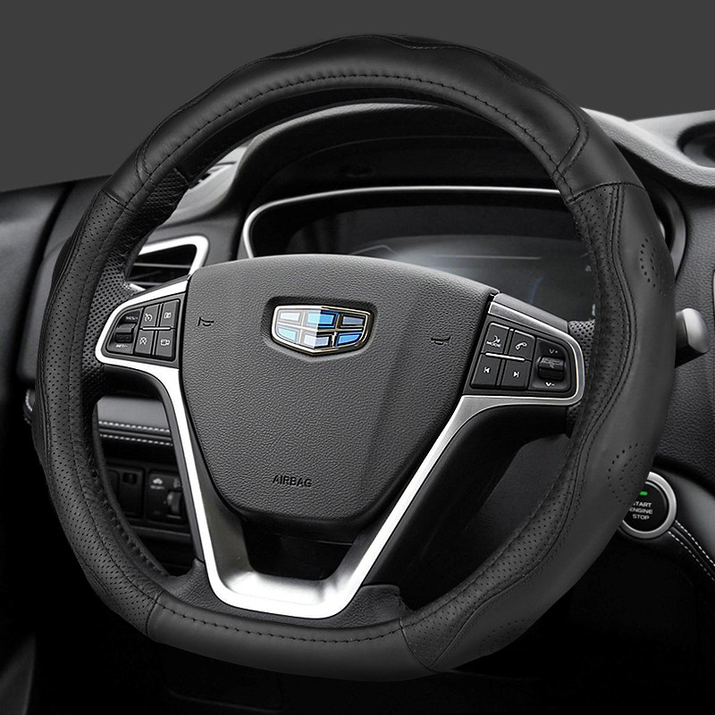 汽车方向盘套小车真皮方向套suv四季通用型透气吸汗防滑牛皮把套