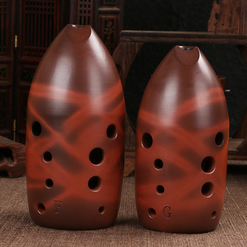 七星埙十孔双腔笔筒红陶学生初学者成人入门演奏埙民族乐器