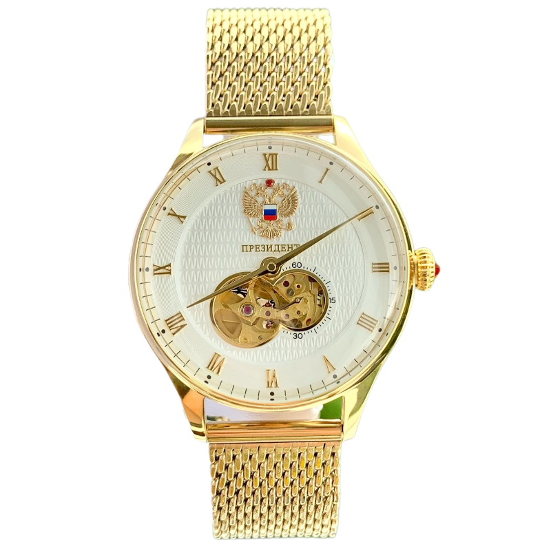 俄罗斯手表自动机械男双头鹰总统表宝杰poljot镀金透底红宝石真皮