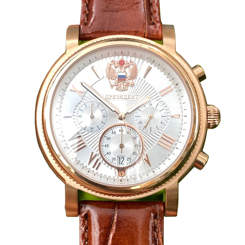 俄罗斯总统poljot宝杰双头石英计时码表镀金24小时欧美腕表