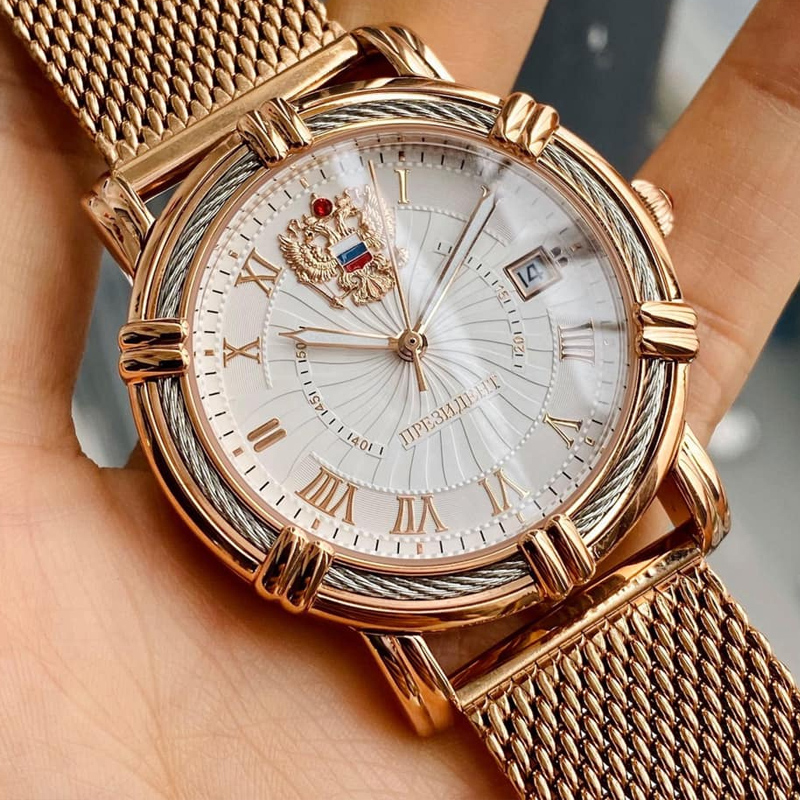 普京同款俄罗斯总统男表自动机械表镀紫金商务休闲防水进口poljot