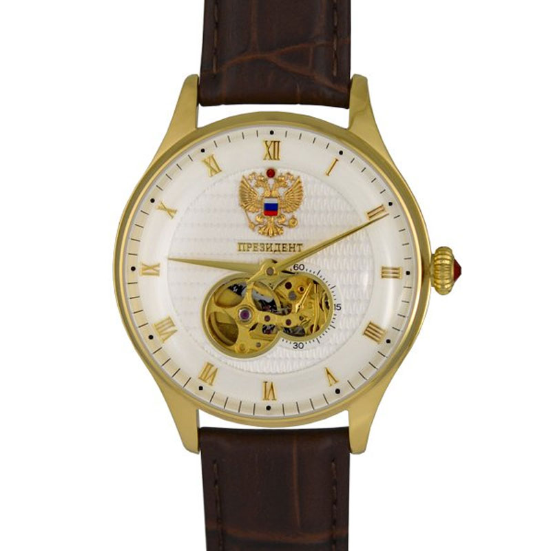 俄罗斯手表自动机械男双头鹰总统表宝杰poljot镀金透底红宝石真皮