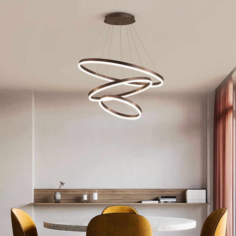 现代简约大气家用客厅卧室吊灯北欧创意圆环圈圈客厅吊灯