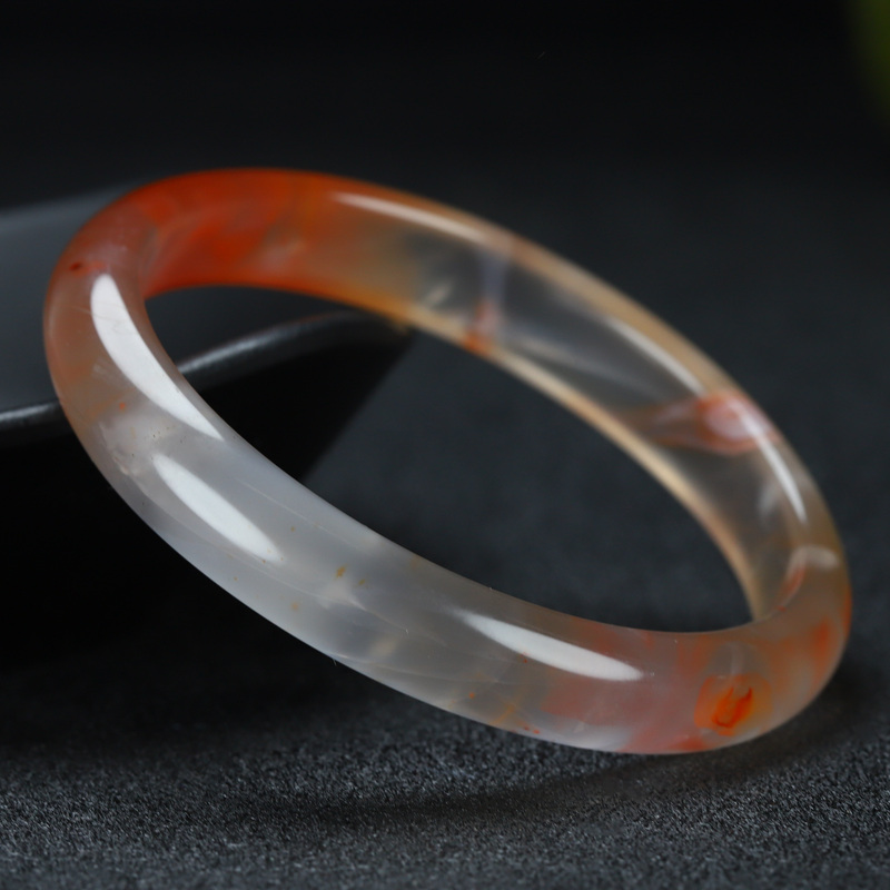 南红手镯蝶逸天然凉山玛瑙原石柿子冰飘玉镯手镯