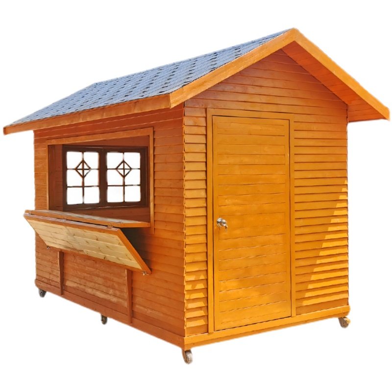 景区售卖亭移动防腐木屋货厅游乐园小吃车户户外木屋凉亭