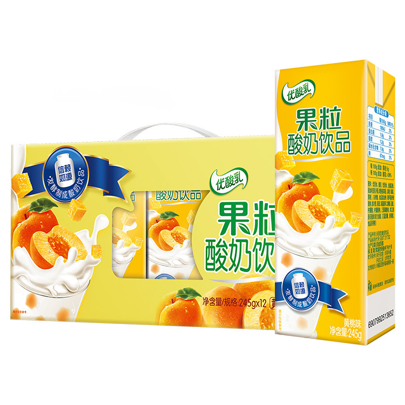 康美包优酸乳果粒酸奶饮品黄桃味245g含乳饮料