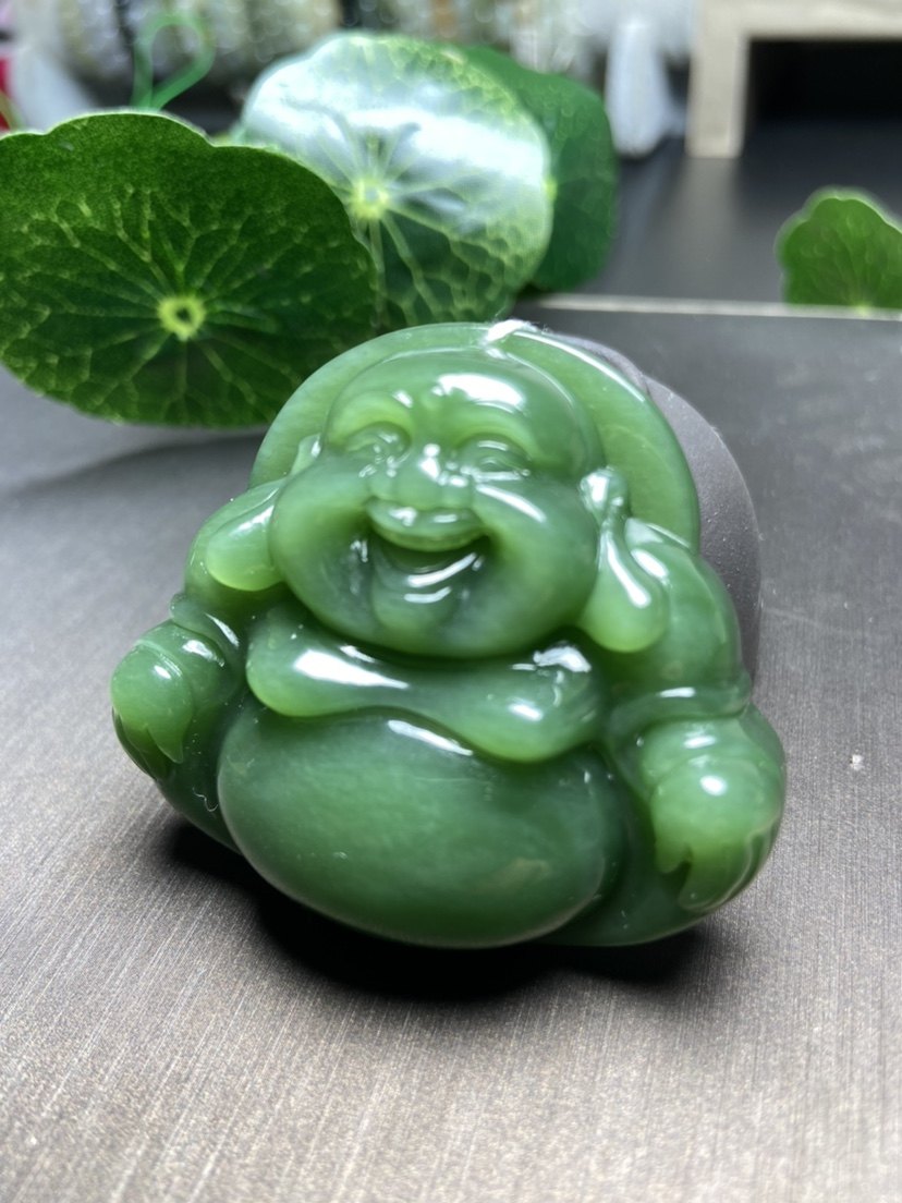 天然和田玉碧玉佛吊坠挂坠弥勒佛玉坠玉笑佛颈饰