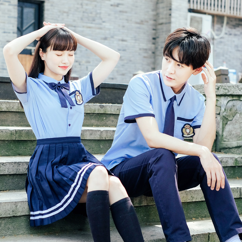 校服裙男女夏季英伦学院风情侣装套装韩版初中小学生初三毕业班服