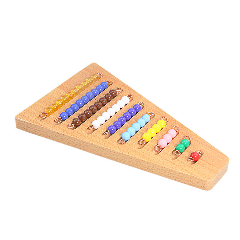 蒙氏教具木制110彩色串珠整理儿童早教金色早教教具