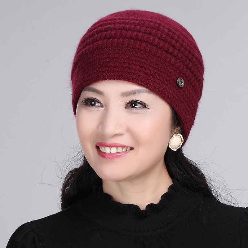 帽子针织毛线老人中老年子女冬天妈妈奶奶加厚帽子