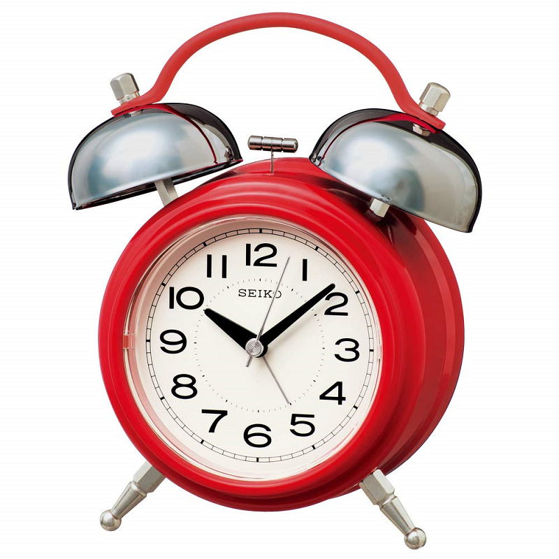 特卖正品seiko日本精工钟表 静音卧室学生儿童铃铛声闹钟qhk051r