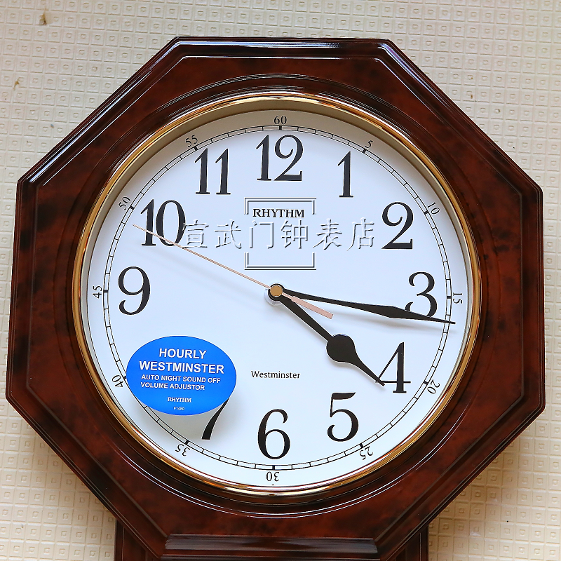 rhythm石英钟石英摇摆时钟报时音乐整点丽声钟整点挂钟