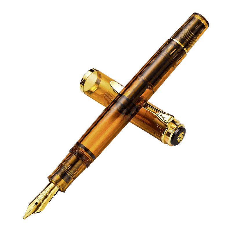 德国百利金pelikan传统m200干邑色树脂笔杆镀金活塞钢笔