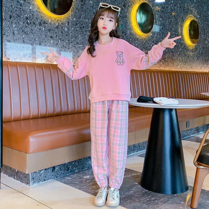 卫衣11岁服装棉衣纯棉儿童套装女孩子小女孩秋天套装