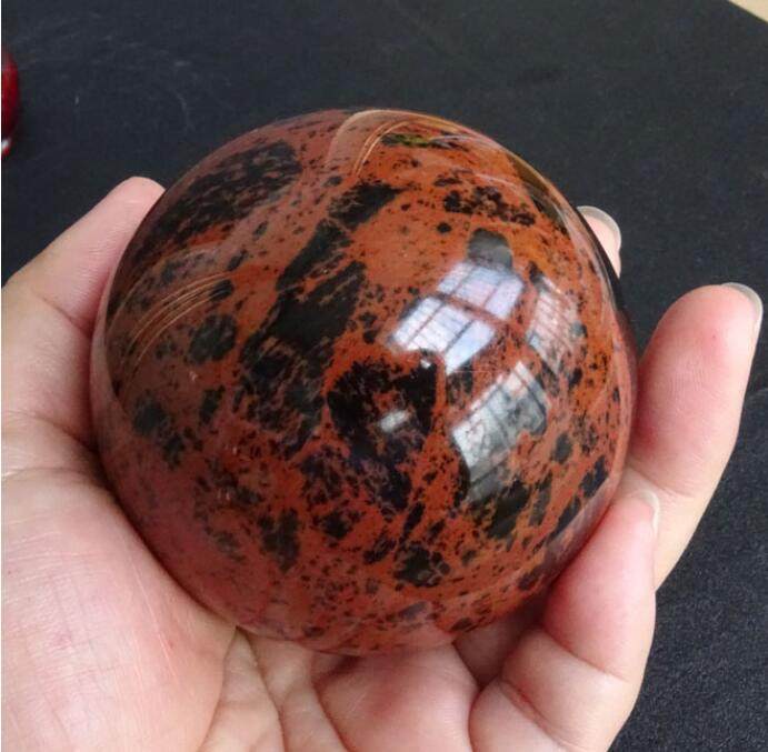 红曜石千蕊天然曜石摆件水晶球把玩健身球金丝手把摆件