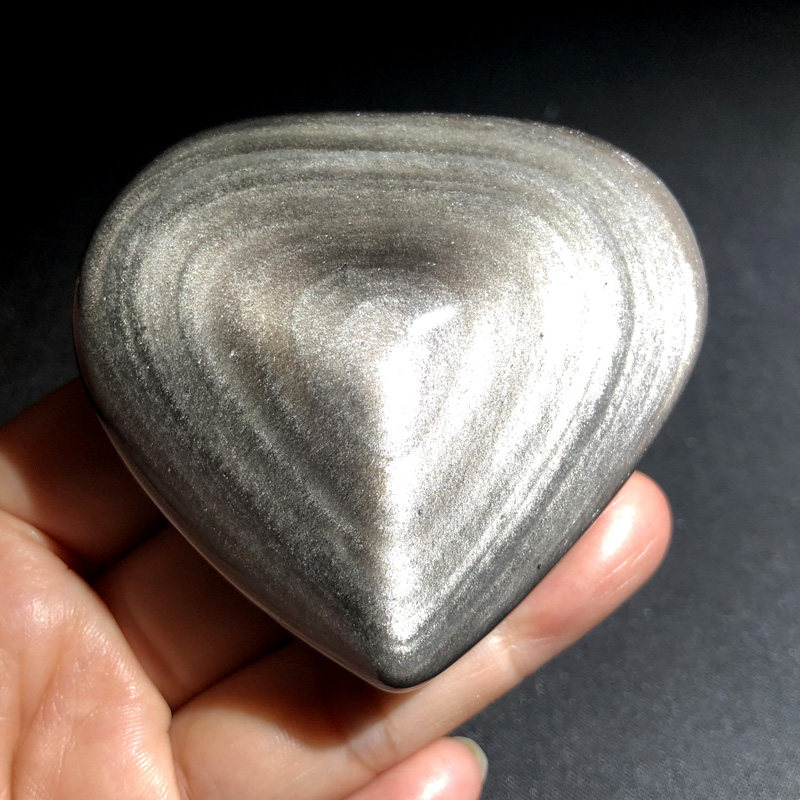 把玩千蕊天然银曜石心形石心摆件原石心心相印摆饰摆件