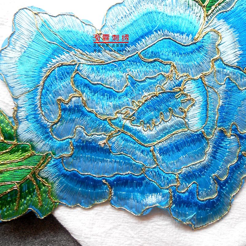 大号金线盘补丁花朵绣花线盘贴花牡丹装饰服装布贴