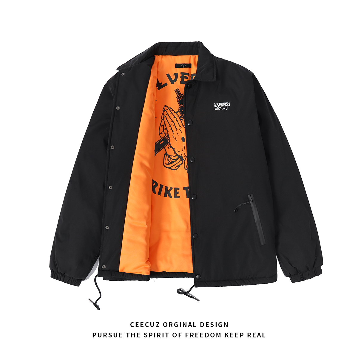 Ceecuz加厚教练夹克棉服男秋冬外套防水飞行员风衣工装棉衣潮牌