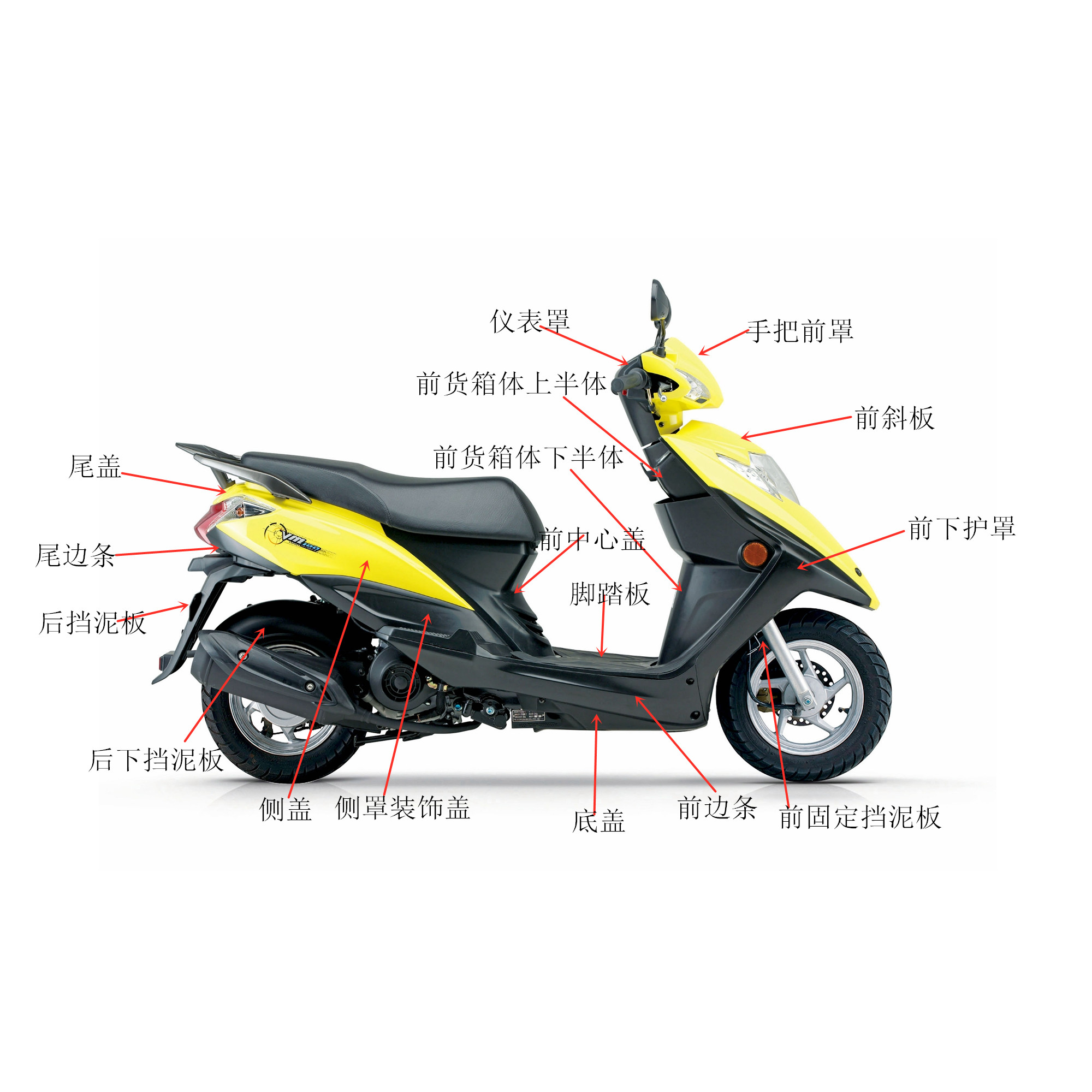 适用豪爵摩托车vm100外壳hj100t5面板前围大灯侧盖挡泥板