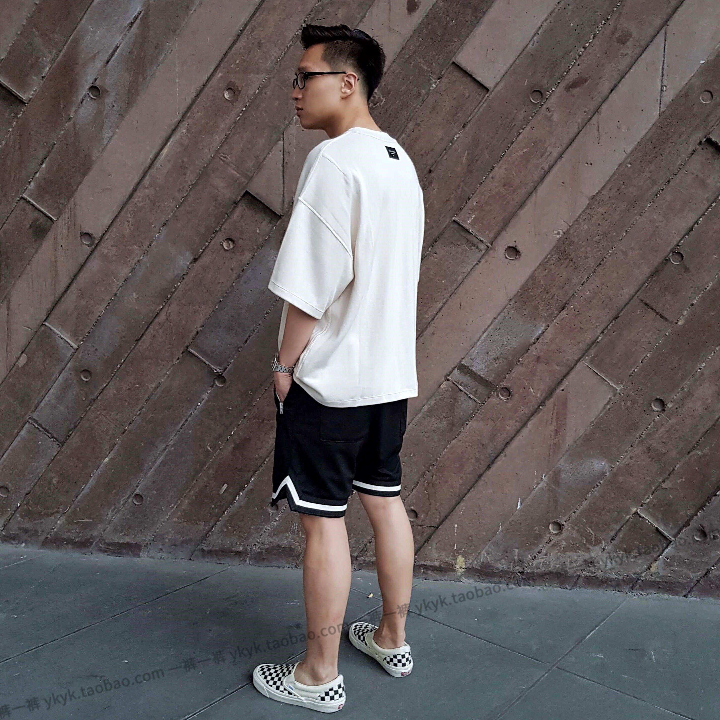 t恤 fear god fog第五季 高街复古做旧水洗反穿纯色宽松打底短袖