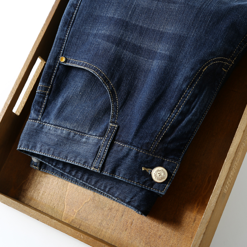 难遇精品！高端牛仔裤男夏季薄款透气直筒修身水洗弹力休闲男长裤