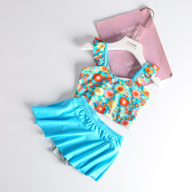 夏季女童游泳衣分体式可爱套装中大童女宝宝小女孩泳衣裤