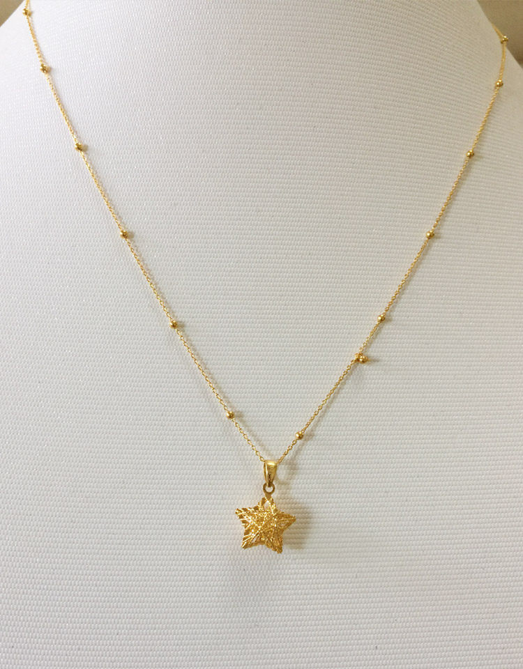 六福珠宝星星项链情人节抖音香港五角星小光珠玫瑰金18k黄金套链