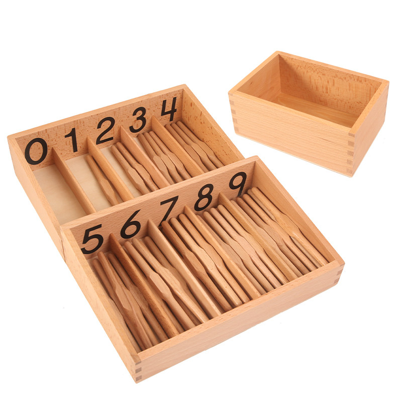 蒙特蒙台梭利蒙氏早教数学教具国际版纺锤棒箱盒子儿早教教具