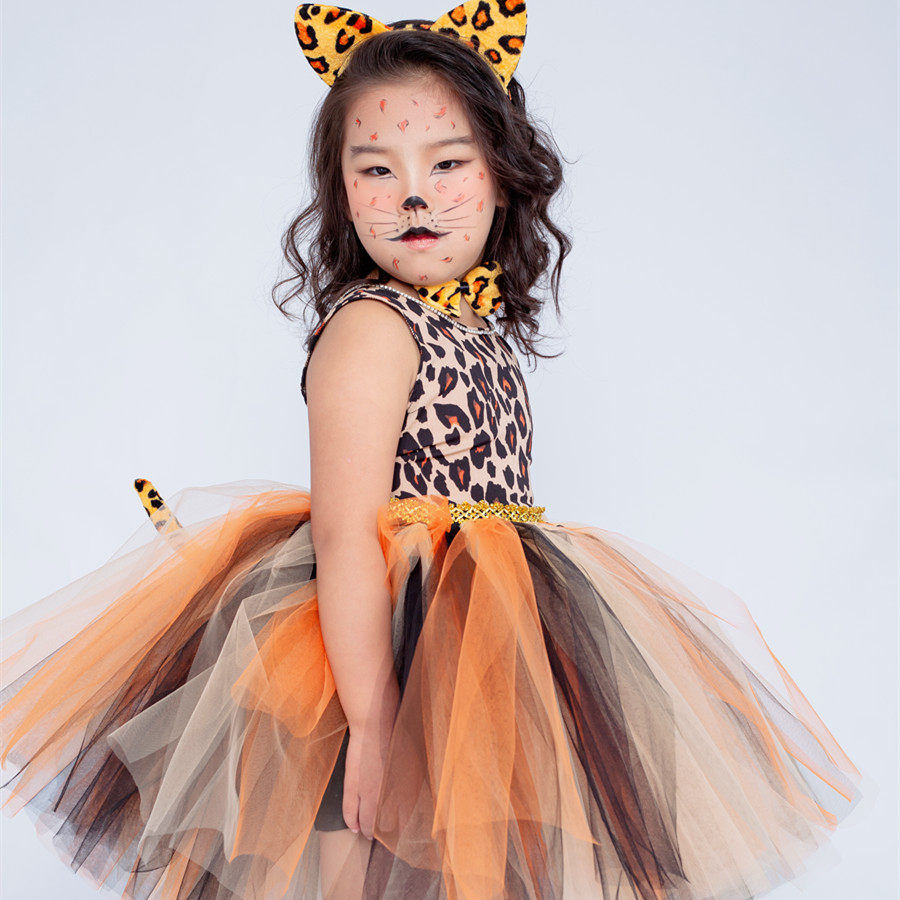 万圣节特价童装装小猎豹豹子演出服女童豹纹个性儿童演出服