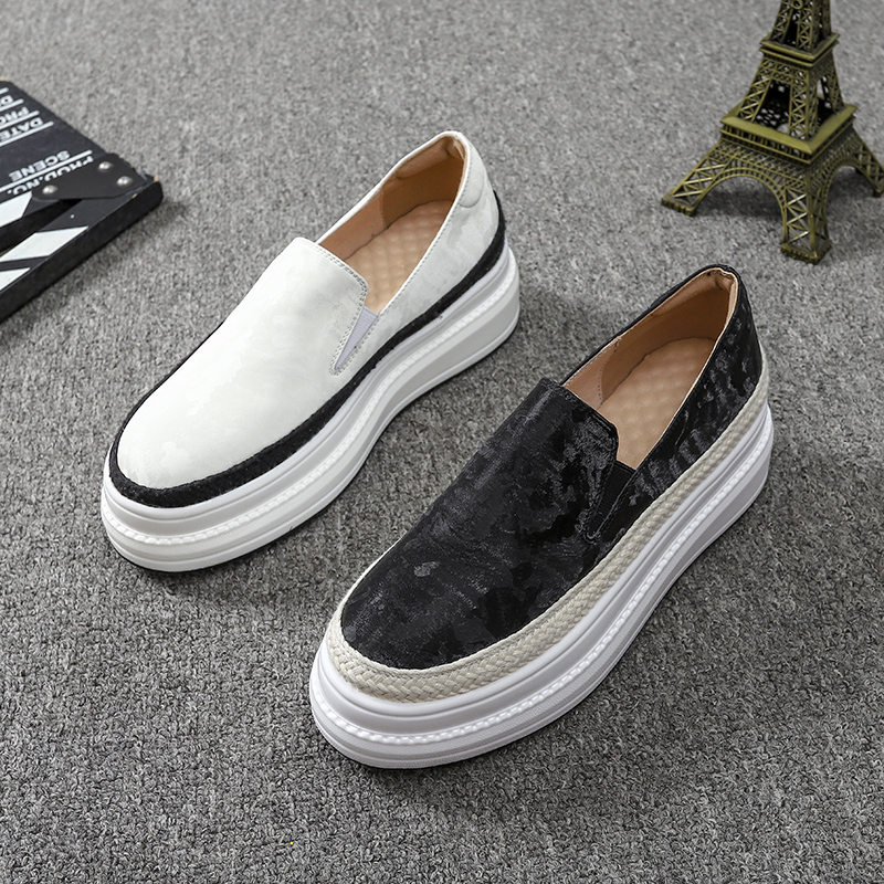 欧洲站2022春秋新款女鞋真皮厚底单鞋女松糕百搭休闲一脚蹬乐福鞋