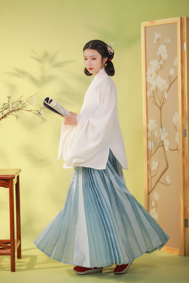 汉服明制百褶马面裙云纹松塔汉服