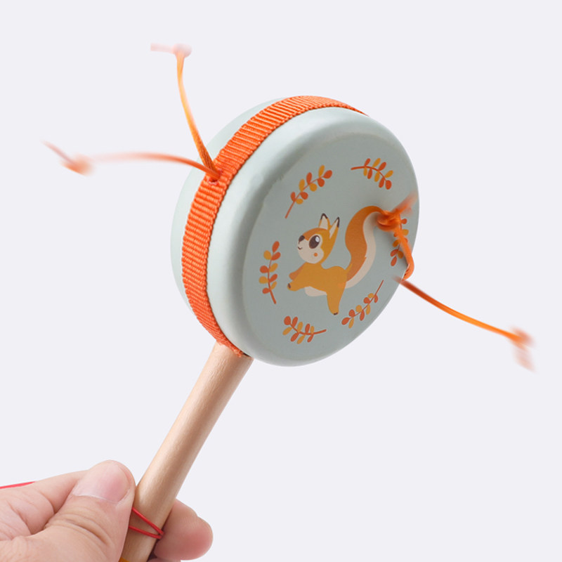 可来赛拨浪鼓 安抚玩具0-1岁婴儿摇鼓中国传统木制玩具宝宝可啃咬
