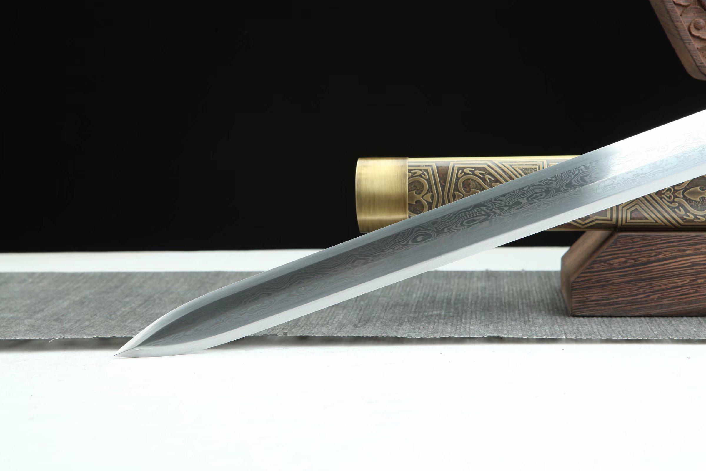 刀剑黄铜鞘唐剑唐横刀横刀龙泉兵器花纹钢汉剑宝剑刀剑