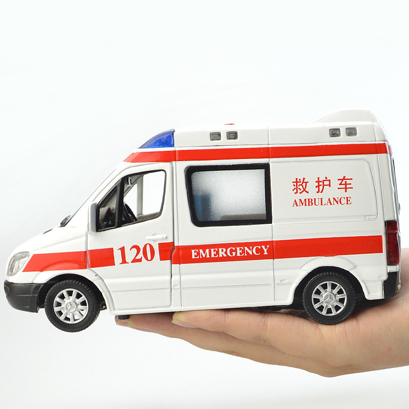 救护车玩具120救护车 合金汽车模型 1:32奔驰授权声光回力急救车