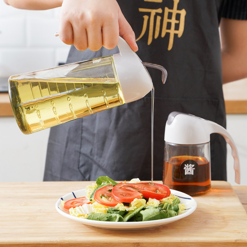 日本防漏玻璃油壶家用自动开合油瓶厨房油罐油壶