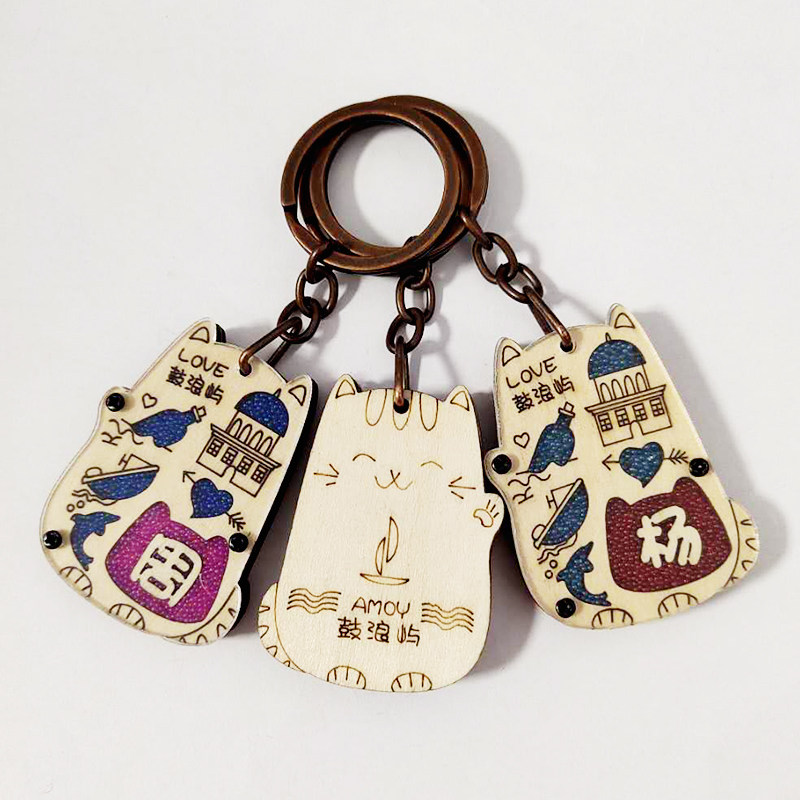 厦门鼓浪屿旅游景点定制百家姓纪念品许愿彩沙汉字姓氏钥匙扣