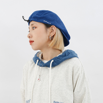 韩版beamlife20a灯芯绒反戴贝雷帽男女个性抽绳日前进帽子