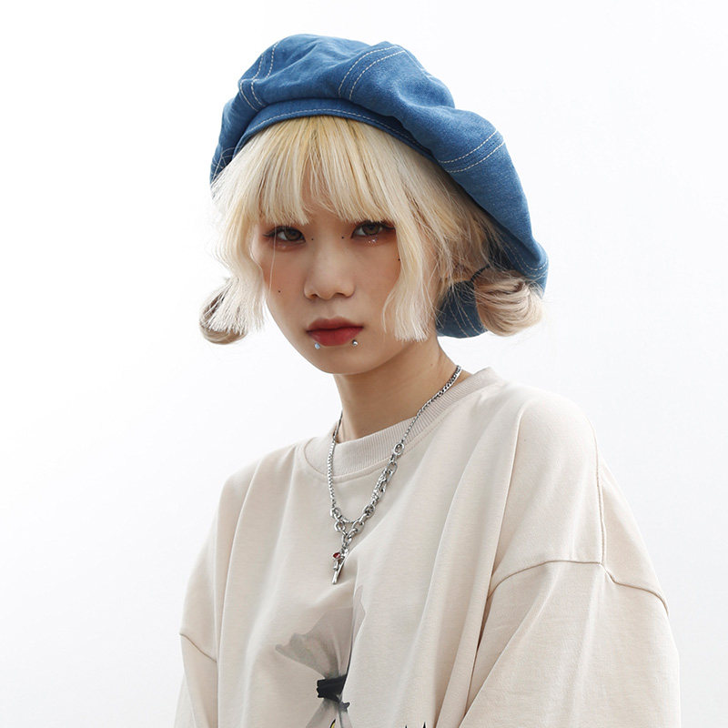 beamlife22ss夏季新品原色牛仔贝雷帽男女小众日系复古帽子