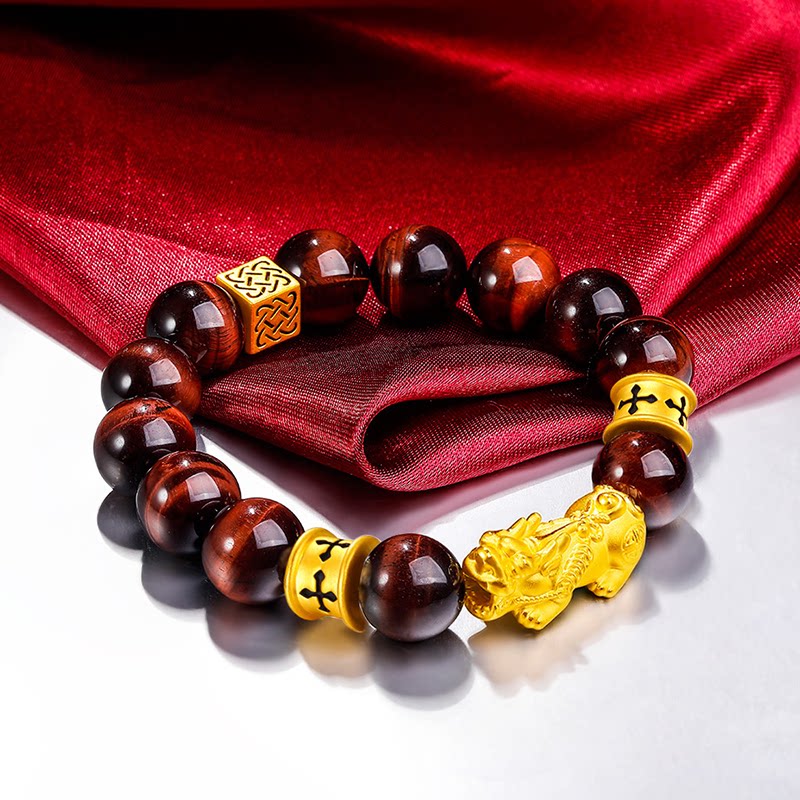 足金手链鸣钻国际貔貅男款霸气转运3d硬金手手饰