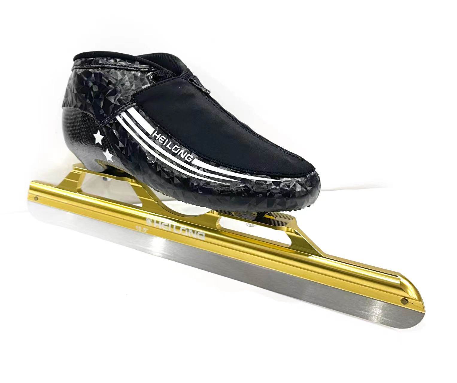 速滑冰刀黑龙新款高级大道保暖冬季一体冰刀鞋