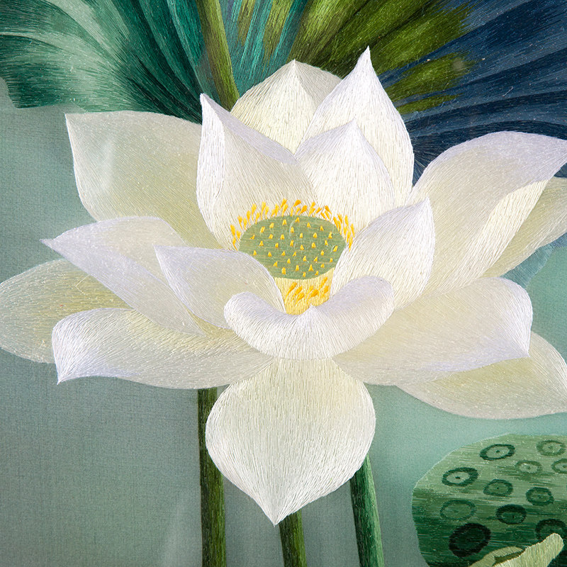 苏绣成品手工刺绣丝精精品意境荷花送礼客厅苏绣