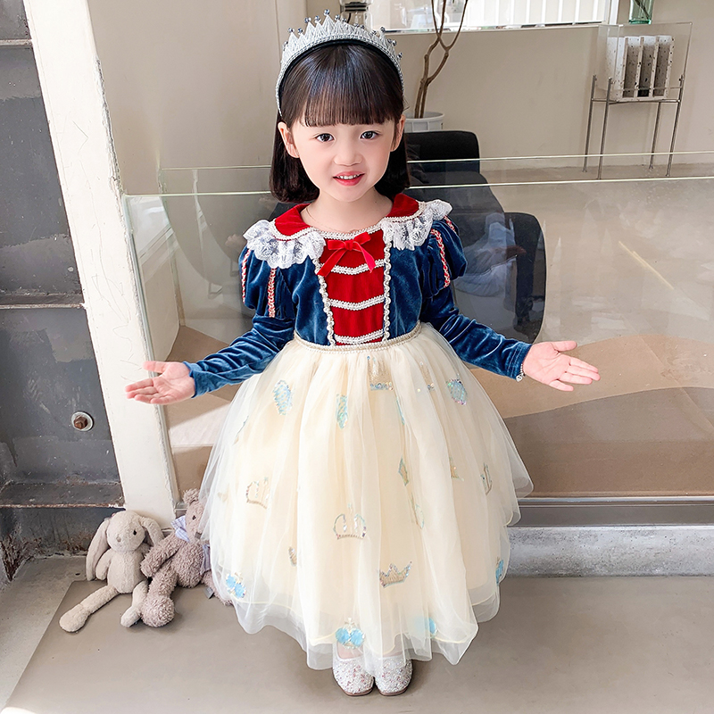 冰雪奇缘爱莎白雪公主裙女童春秋装长袖儿童正版生日礼服连衣裙子