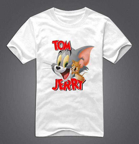 猫和老鼠动画片短袖印花纯棉jerryandtom卡通动画半截t恤
