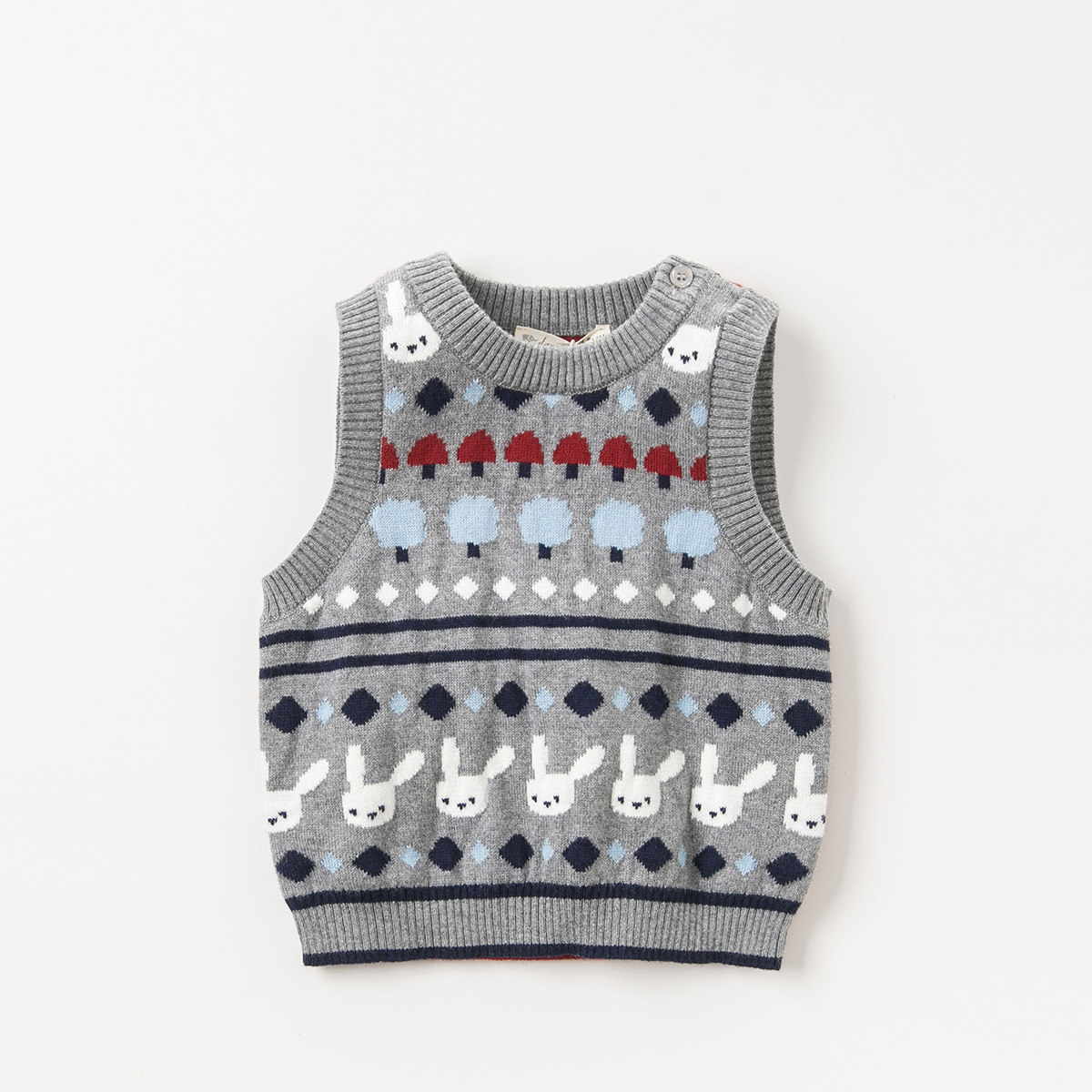 戴维贝拉男童马甲秋季新款保暖洋气儿童针织卡通背心吊带