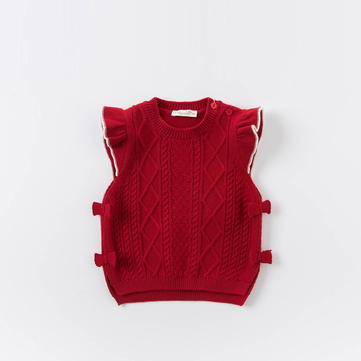 戴维贝拉女童背心春秋童装女孩宝宝针织衫提花甜美背心吊带