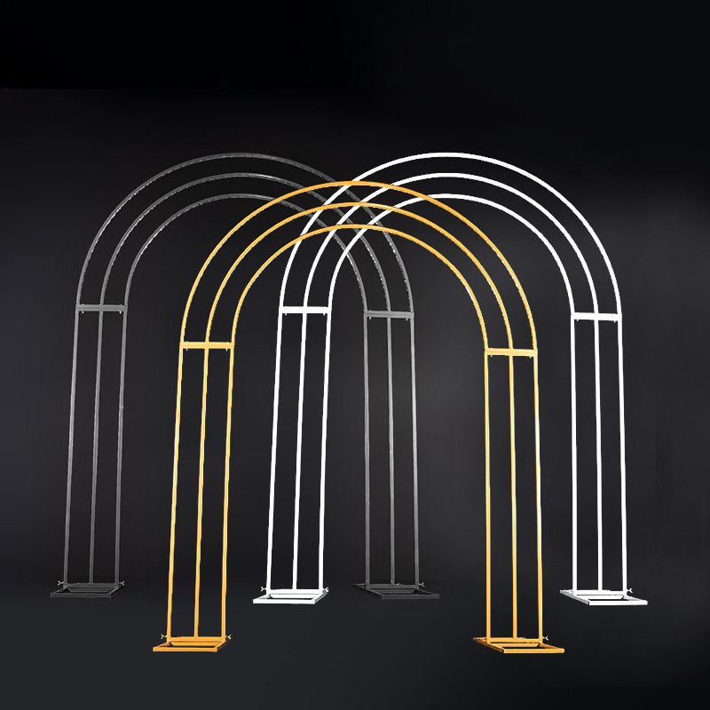 新款几何拱门婚庆铁艺背景弧形花架户外婚礼拱门